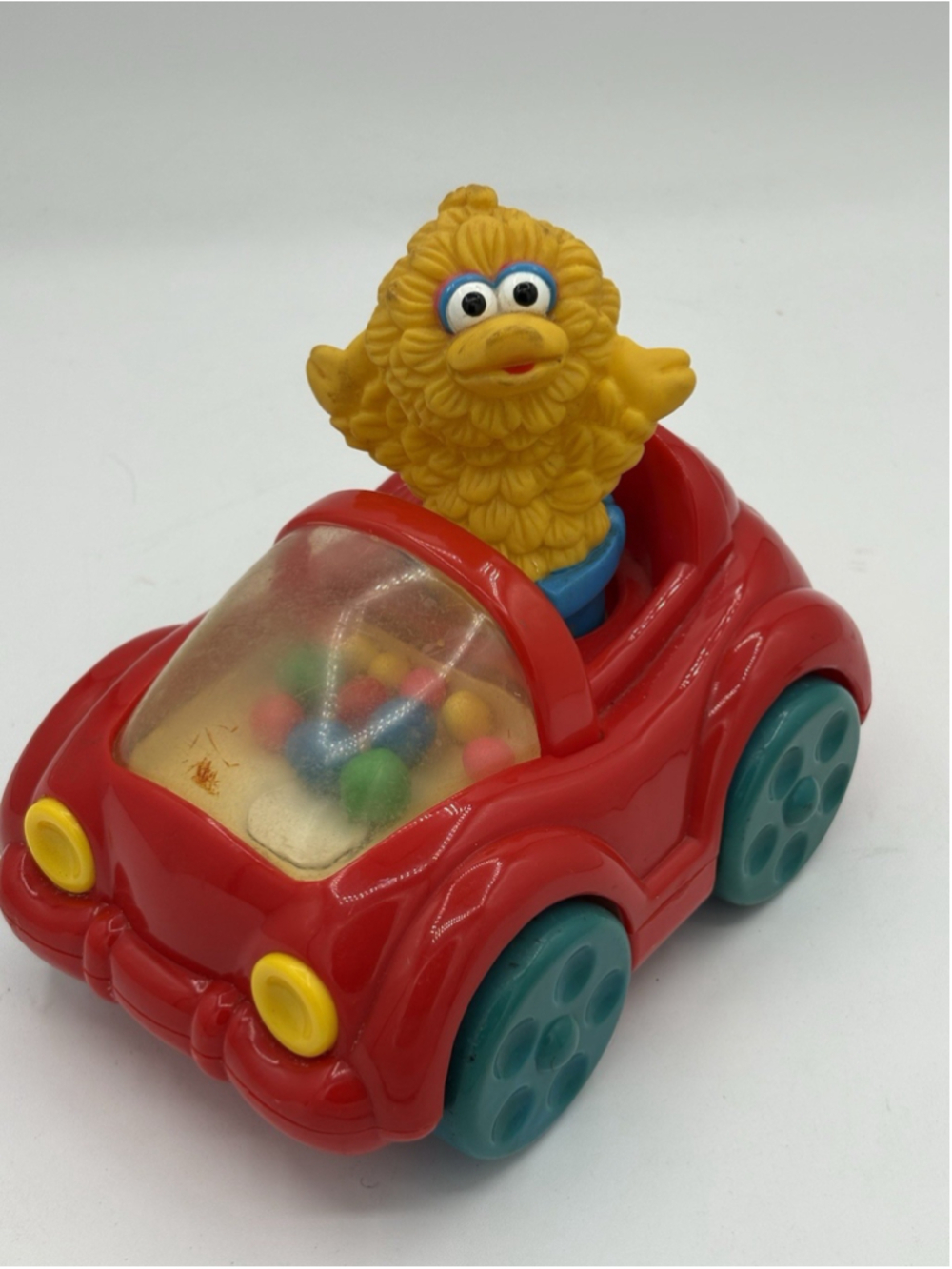 VINTAGE 1995 SESAME STREET BIG BIRD BALL CORN POPPER Push Toy Baby Kids
